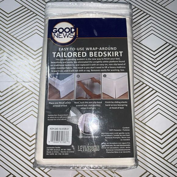 Good News Size Twin Easy to Use Wrap Around Tailored Bedskirt Cream New - Picture 2 of 5